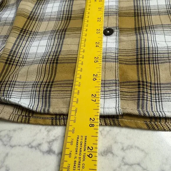 DIXXON Lager Flannel Shirt L Yellow Black White Plaid Workwear Western RARE - Picture 11 of 13